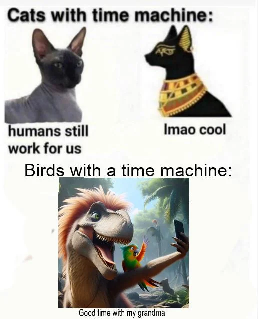 Archosaurs united ! (this meme was made by the avian dinosaur gang !)