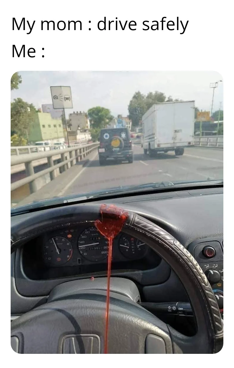 I always hold my steering wheel with one hand