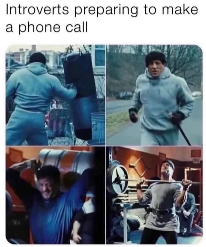 Introverts preparing to make a phone call