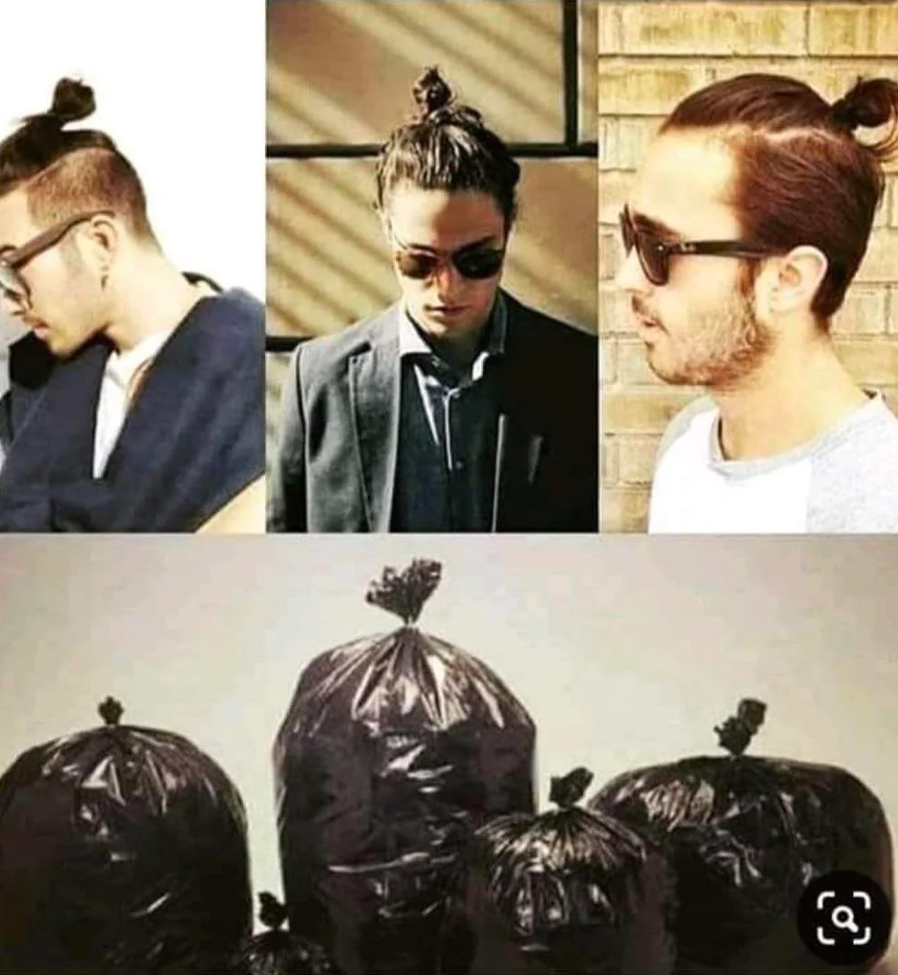 Man bun feat. trash bag