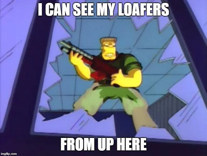 McBain can see his loafers...