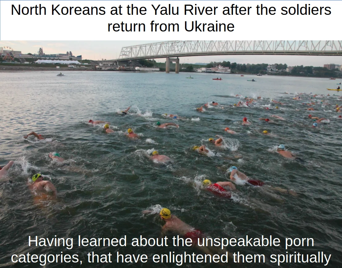 North Korean Soldiers following their new messias Mia Khalifa