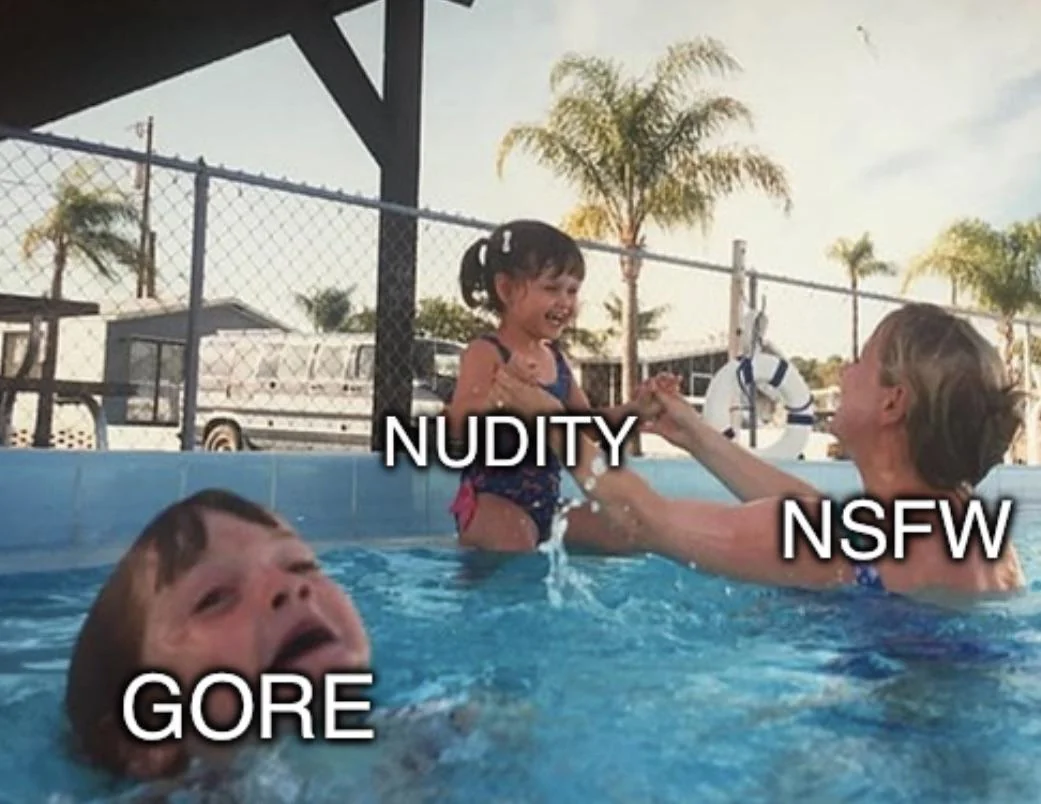 nsfw is now only asociated to nudity