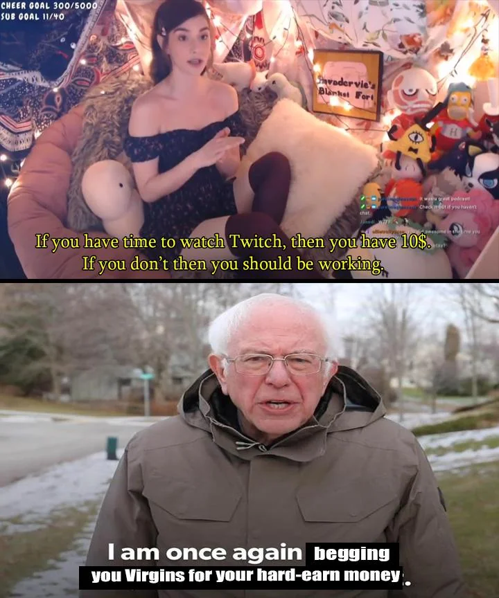 ...Says the Girl begging for money