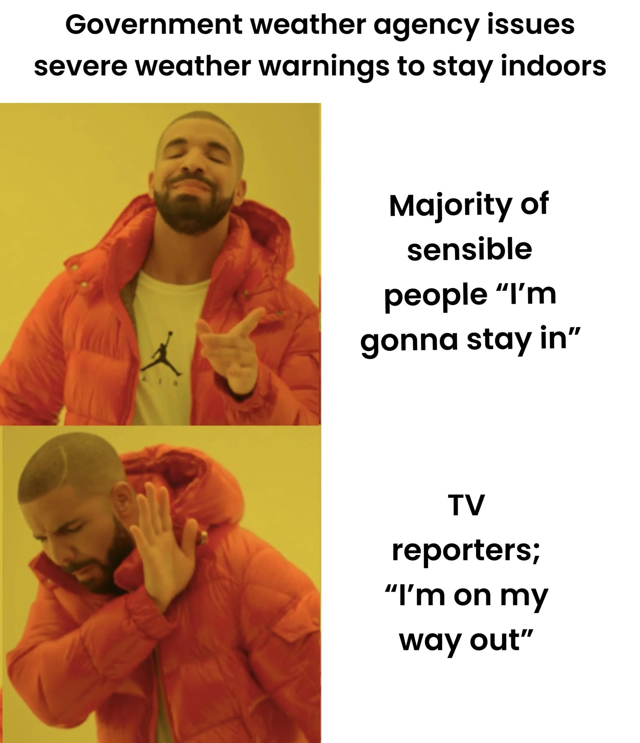 Severe weather warning you say? I’ll be out in a minute!