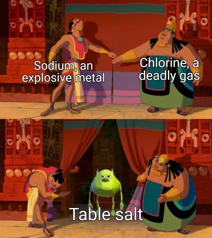 The perfect recipe: explosive metal + deadly gas = table salt.