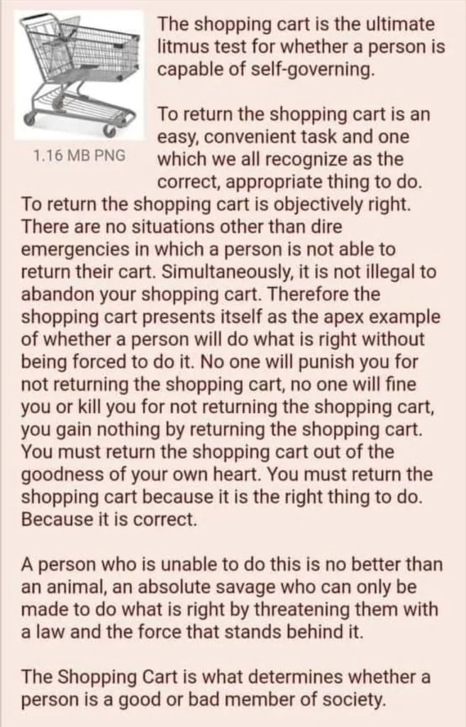 The shopping cart truly test morality