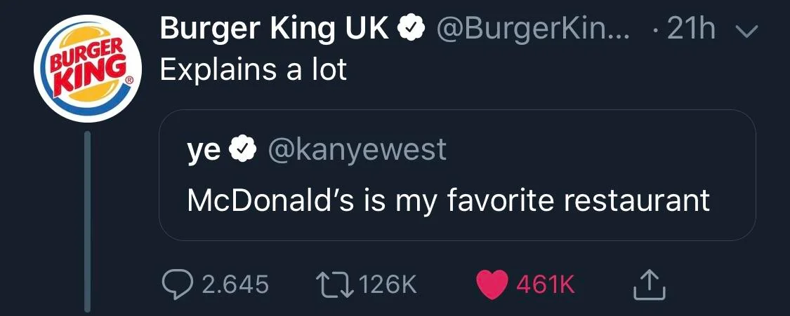 When burger king roasts mcdonalds